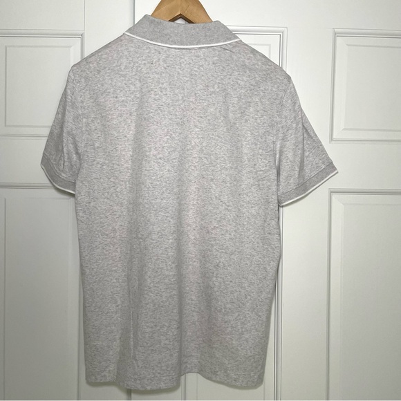 Banana Republic Light Grey Heather Polo with White Piping Luxe Touch Slim size M - Picture 3 of 8
